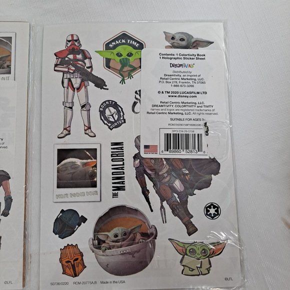 Star Wars Baby Yoda Coloring Book Holographic Sticker Set 2 pack - Picture 6 of 16